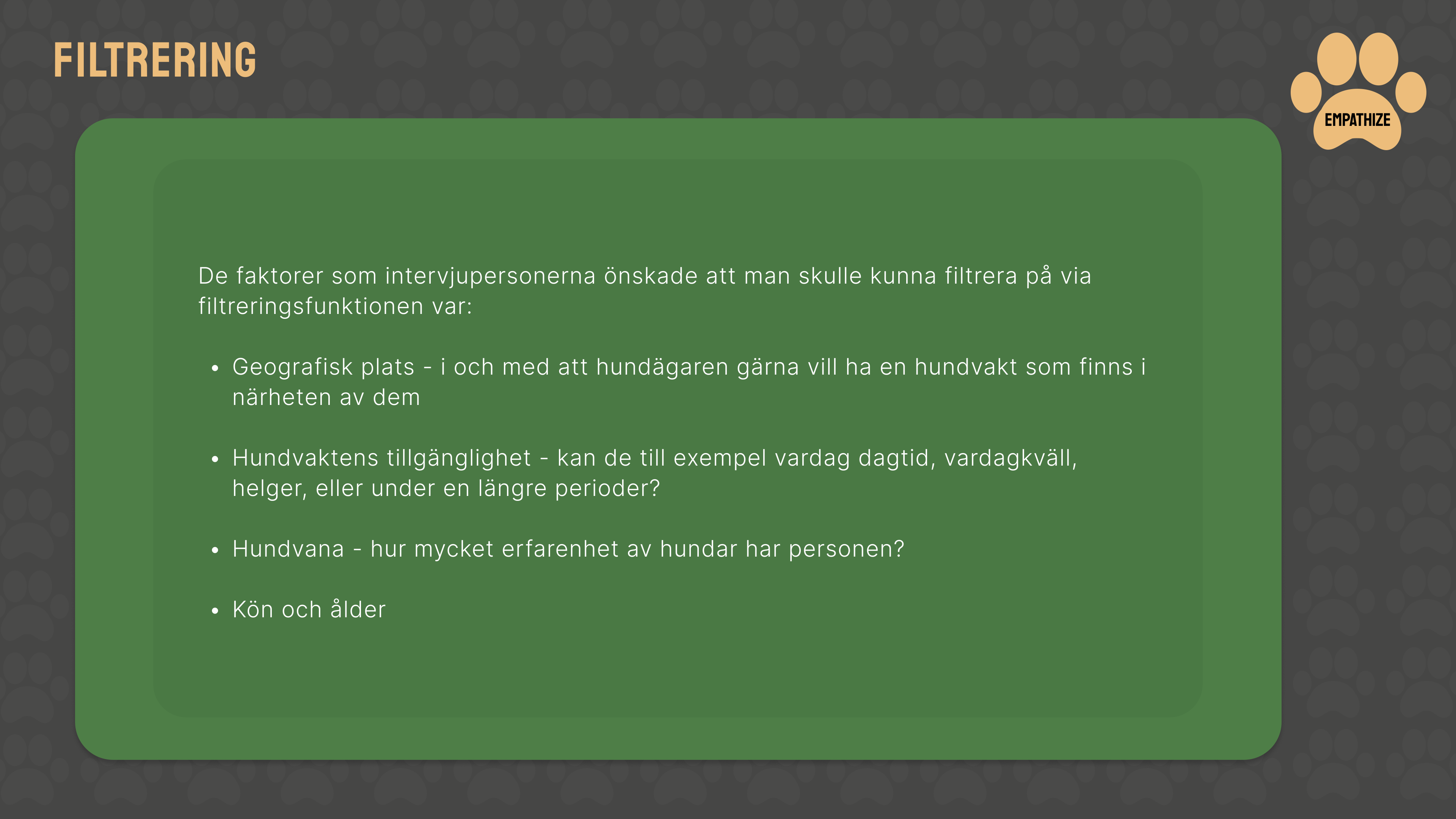 Researchinsikter med fokus på filtrering